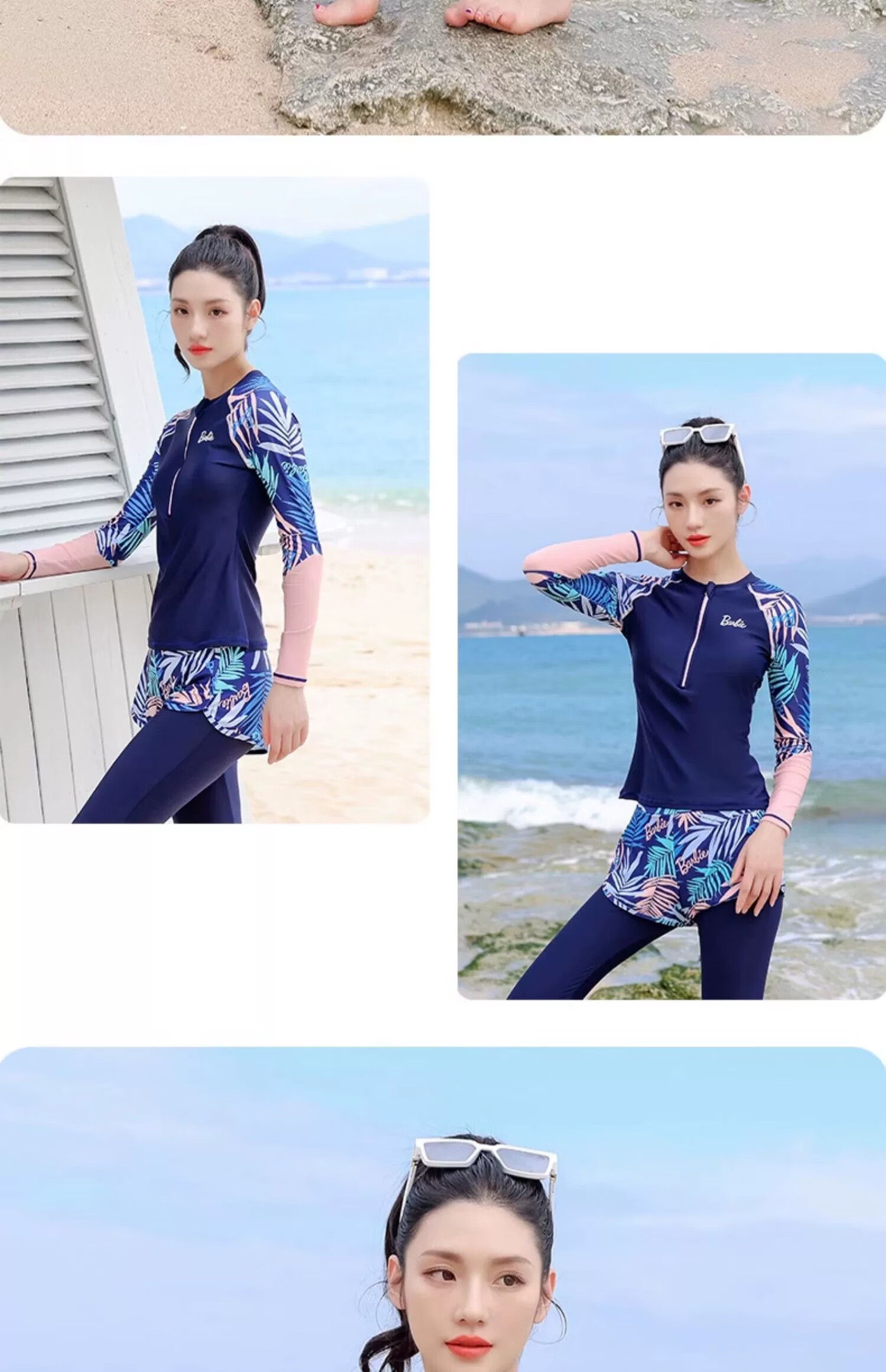 Barbie Sun Protection Two-Piece Swimsuit for Women, Conservative Slimming Long-Sleeve Top And Long Pants Diving Swimwear for Ladies' Beach Vacatio 21