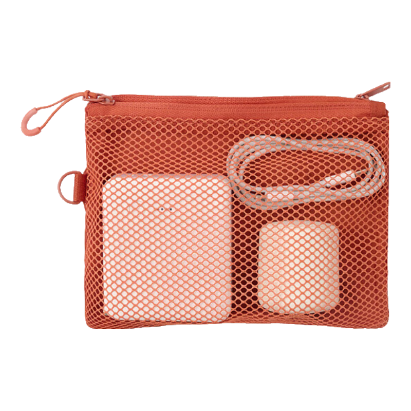 MUJI Recycled Polyester Fiber Double Zipper Bag Travel Bag Orange M