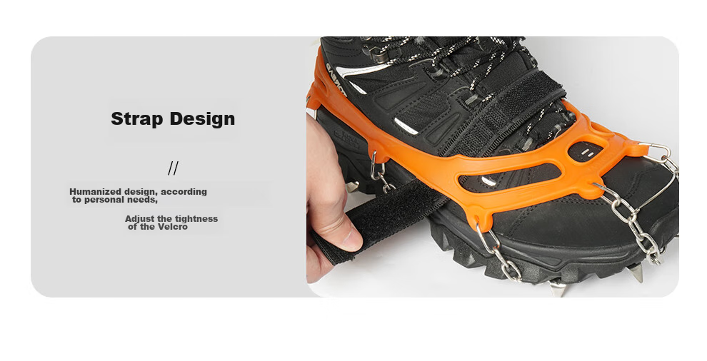 MOTIE Ice Claw Non-Slip Shoe Covers with Cleats, Outdoor Hiking Climbing Equipment, Professional Snow Covers, Mountain Climbing Snow Ice Grips with 10-Toe Chai 18