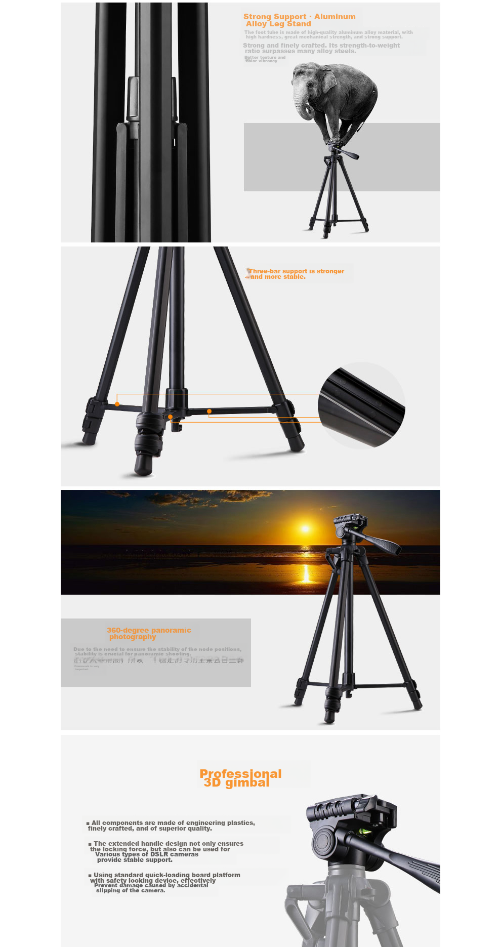 Weifeng WF-3908 Mirrorless And DSLR Camera Portable Tripod, Damping Ball Head Photography And Videography Travel Tripod, Phone Live Streaming Outdoor Projector Night Fishing Light Floor Stand 5