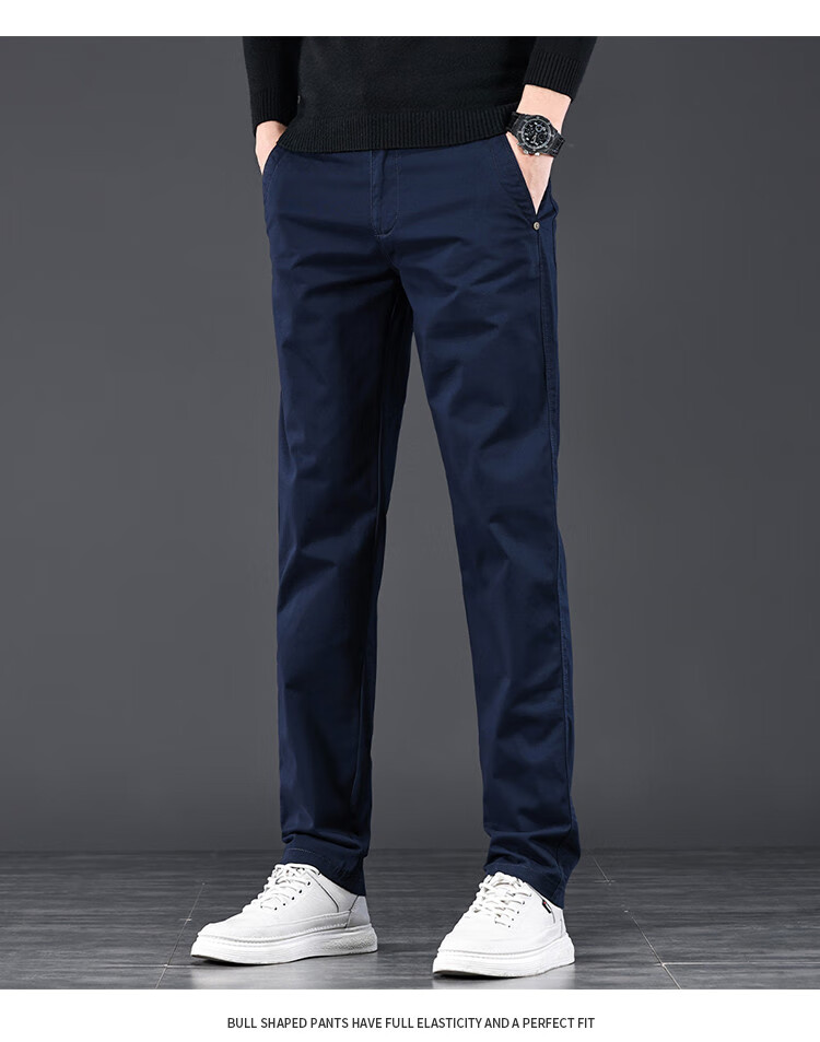 JEEP High-End Men's Casual Pants, New Spring 2026 Style, Loose Straight-Leg, Light Business Pure Cotton Trousers for Me 21