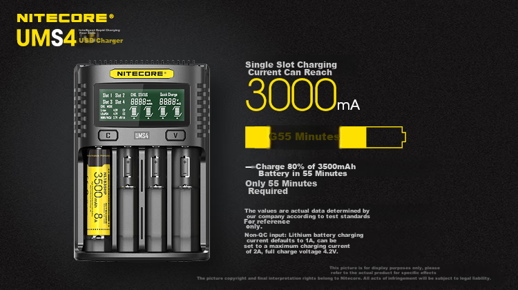 NITECORE UMS4 Smart 4-Slot Charger, 21700 Lithium Battery Repair And Activation, 18650 Battery Charger 3