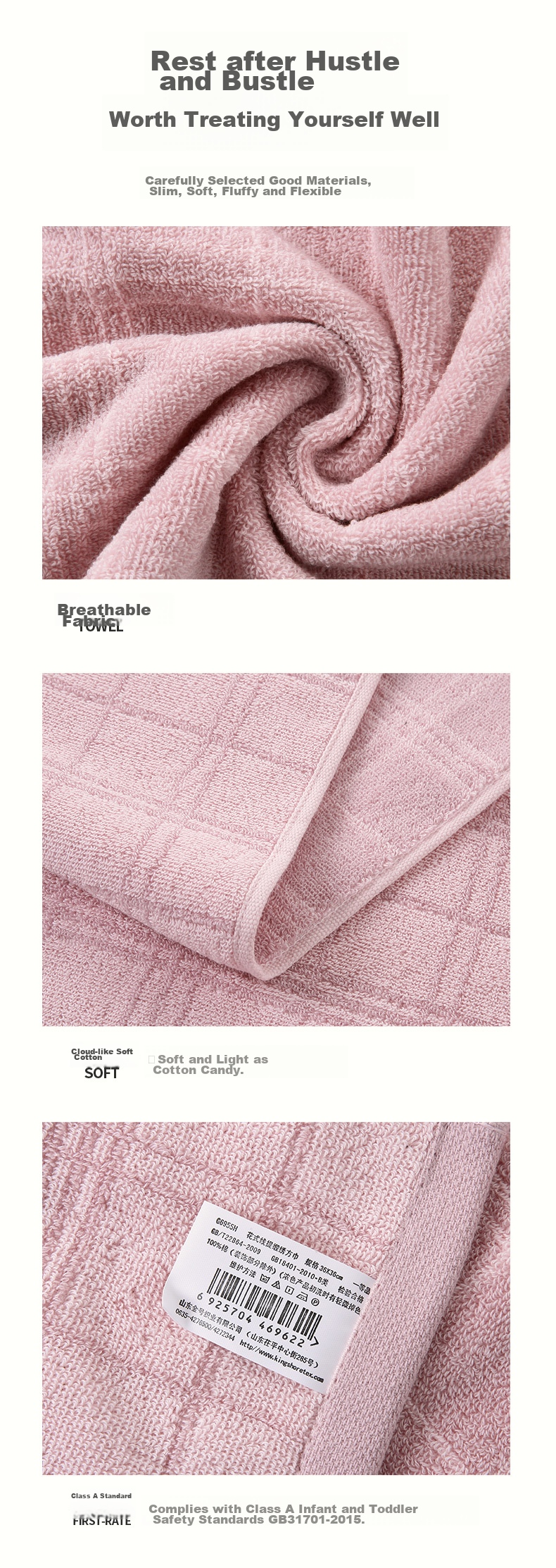 KING SHORE Class A Pure Cotton Towel And Bath Towel Gift Box for Sports, Business, Return Gifts - Towel + Hand Towel + Square Towel with Carrying Bag 3