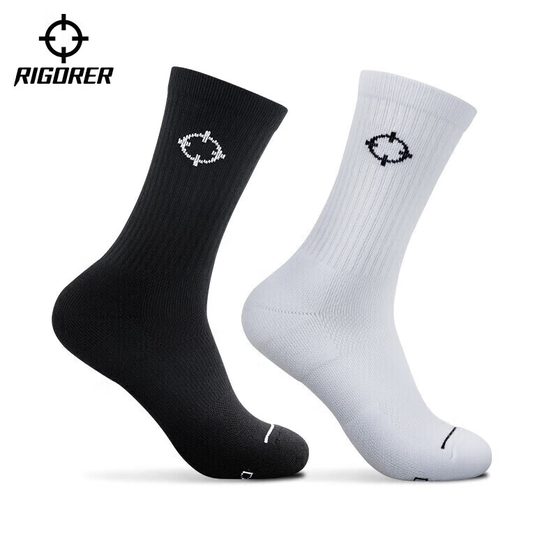 RIGORER High Tube Mid Tube Men's Adult Casual Elastic Socks Z119140322-1, Black (3 Pairs), L