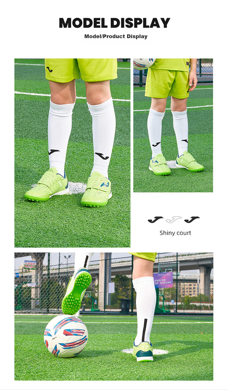 JOMA Soccer Shoes for Children, TF Turf Cleats for Boys And Girls, Youth Non-Slip Wear-Resistant Velcro Football Training Shoes, Grass Green, Size 38 16