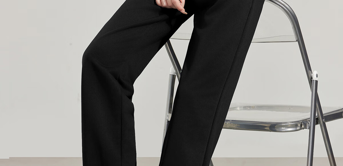 PinCai Women's Sports Pants Simple Solid Color Loose Straight Leg Elastic Waist Casual Pants P12KK5812 25