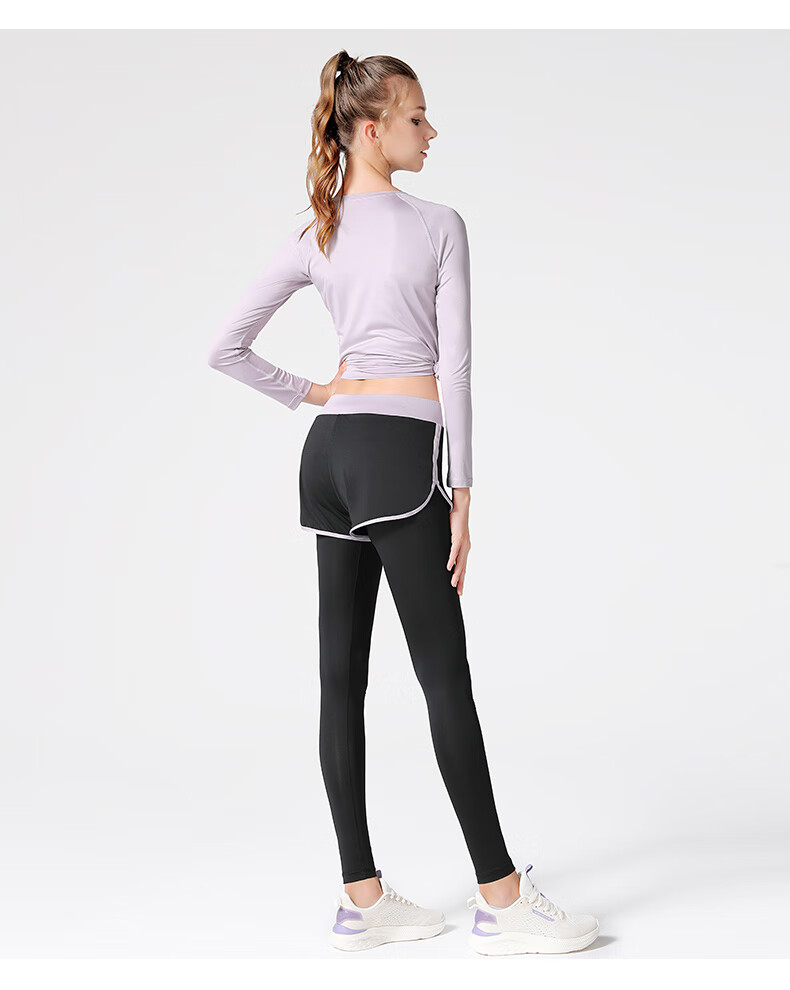 CAMEL Long-Sleeve Two-Piece Fitness Wear for Women, Yoga Sportswear YK2226L5494 Gray M 10