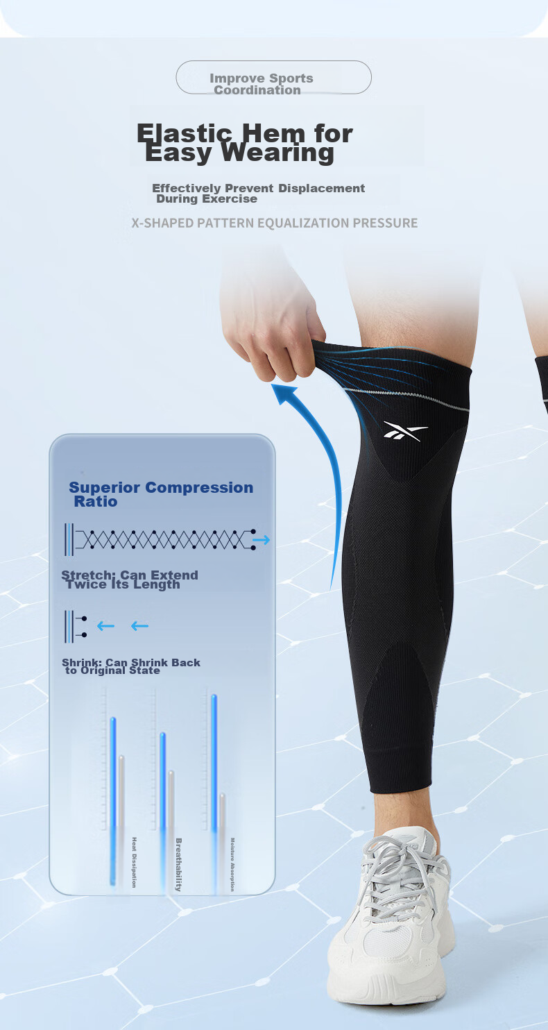 Reebok Shin Guard for Men And Women, Sports Leg Protector, Running Knee Brace, Basketball And Soccer Compression Sleeve, Cycling Equipment 8