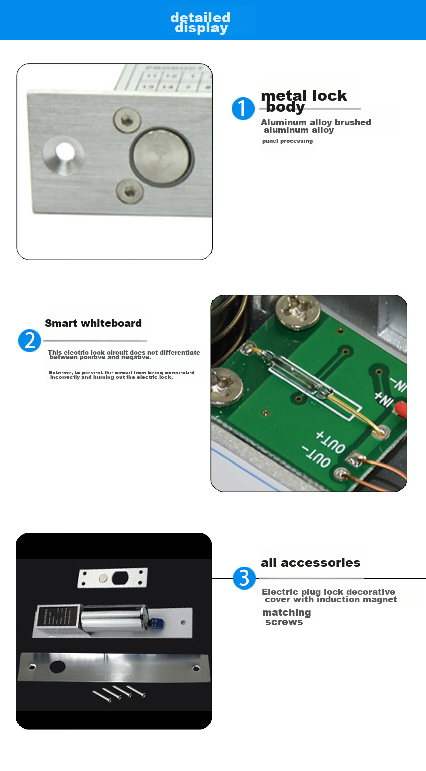 Yikatong Access Control Electric Lock, Double-Opening Electric Lock for Glass Doors, Door Access Control Lock, Sliding Glass Door Electric Lock, Room Temperature Electric Lock, Easy to Replace without Distinction of Positive And Negative Poles 4