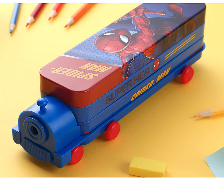 Disney Elementary School Pencil Case, Double-Layer Large Capacity Pen Box, Creative Multifunctional Train-Shaped Pencil Case, Girls' Children's Study Supplies Graduation Gift, Froze 15