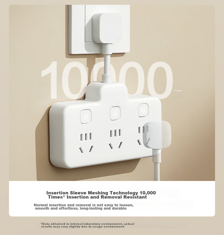 JD Original Flexible Conversion Plug / Delta-Shaped One-To Socket, 6-Outlet Controlled Extension Cord Socket, Smart Socket, Compatible with Gou Niu Multi-Plug Table Lamp Socket 11