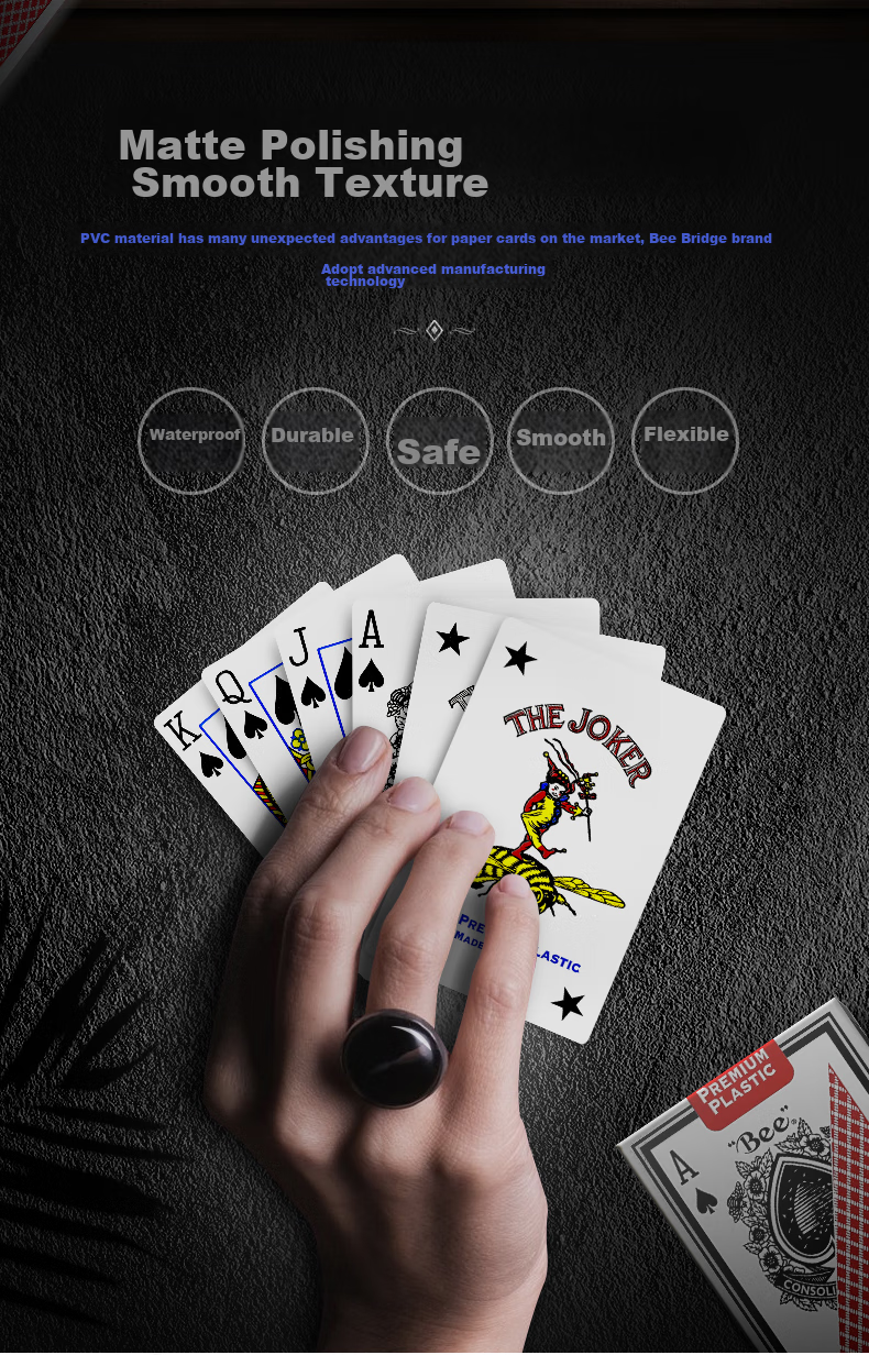 Bee Xiaomifeng Suohua Guandan Dou Dizhu Playing Cards, Plastic Bridge Cards, Narrow Cards, Waterproof And Durable, Imported, Red 3