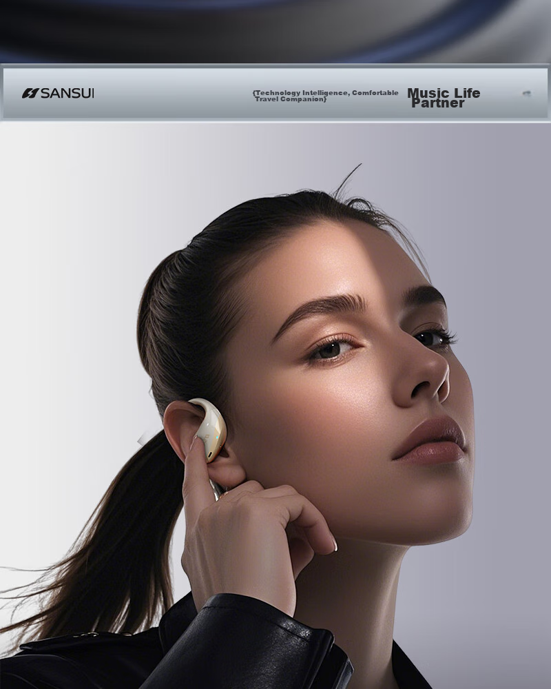 SANSUI [Major New Product | Three Major Upgrades] T19/W19 Bluetooth Headphones, Over-Ear Bone Conduction Concept, Non-In Open Wireless Noise-Cancelling Sports Headphones, Compatible with Xiaomi 10