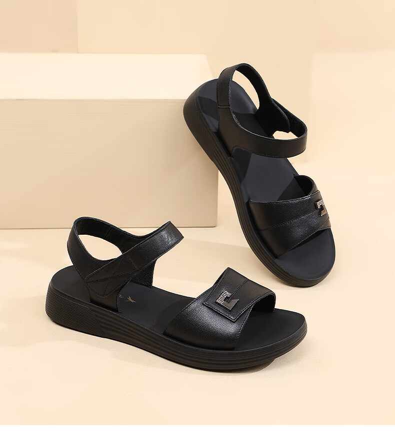 RED DRAGONFLY Mother's Day Sandals for Women, Flat Heel, Summer Soft Leather, Soft Sole, Middle-Aged And Elderly, Mid-Heel Beach Shoes for Women, WTK233761 3