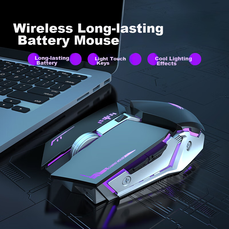 EWEADN G307 Wireless Bluetooth Dual-Mode Mouse with Mechanical Feel, Rechargeable, Low-Profile Gaming Mouse for Laptop And Desktop Computers, Universal for PUBG CF Peripherals, Tech Black