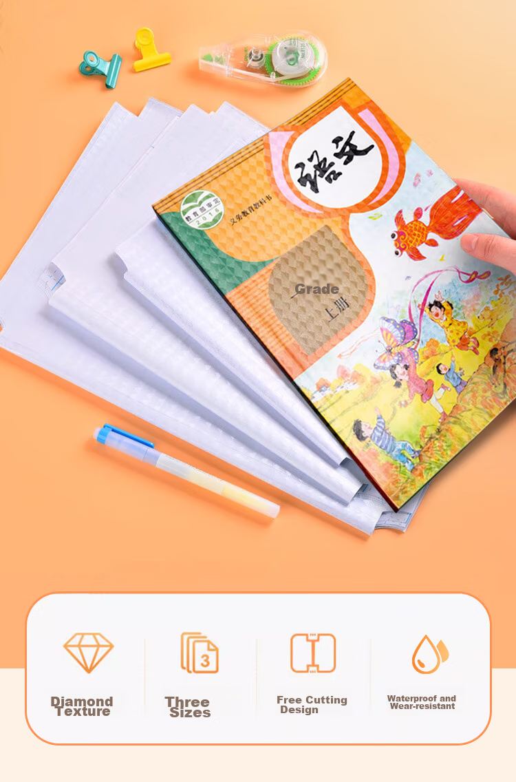NVV Medium-Sized 16K, 20 Sheets Self-Adhesive Book Covers, Transparent Frosted Book Wraps for Primary And Secondary School Students in Grades One to Six, Book Protection Covers with Name Stickers, Back-To Stationery, 20 Pieces 2