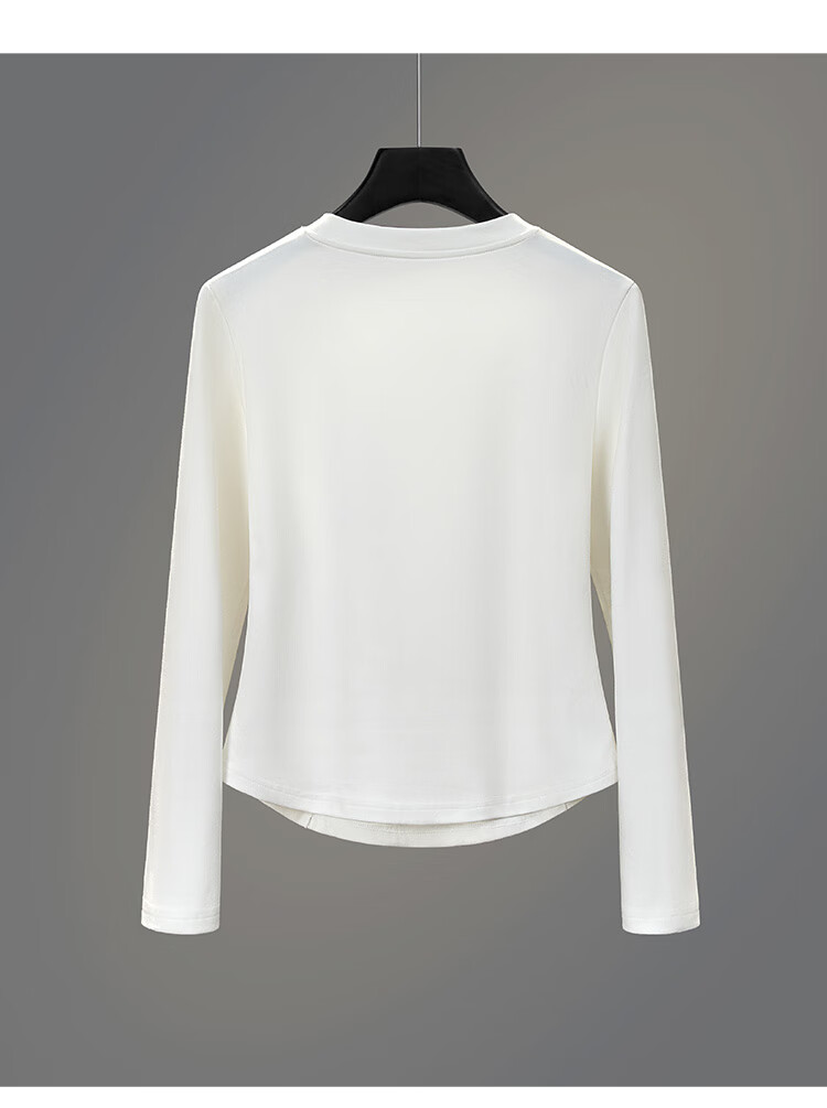 Tachi Simple Base Shirt, 2026 Spring New Women's Clothing, Pleated Waist-Cinching Slimming Round Neck Top 9