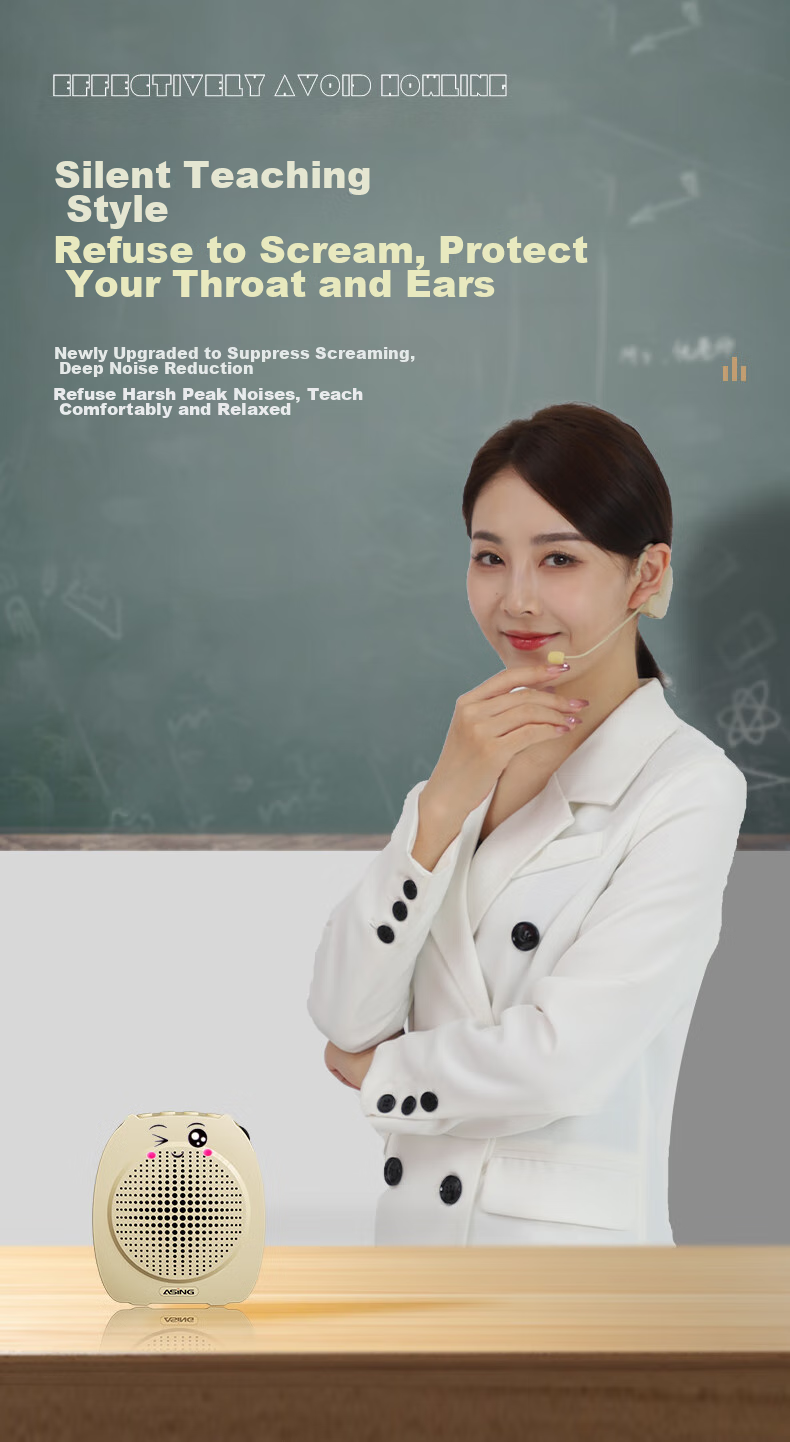ASiNG S16 Skin Tone Wireless Microphone, Teacher's Classroom Lavalier Amplifier, Specialized Earpiece for Meetings And Performances, Head-Mounted Microphone with Amplifier And Speaker 6