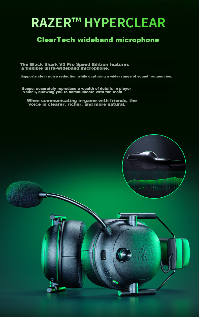 Razer BlackShark V2 X HyperSpeed Wireless Bluetooth Gaming Headset with Microphone, Tri-Mode Connection, Passive Noise Cancellation, Delta EQ Adjustment, CSGO, PUBG, Black 5