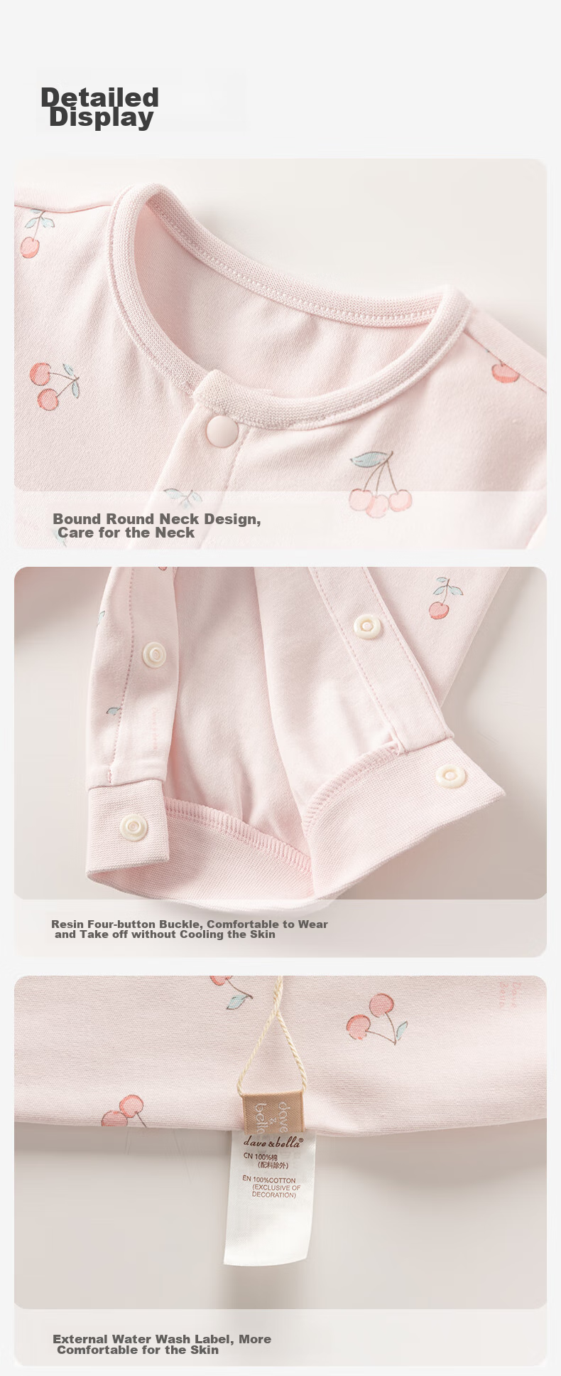 DAVE & BELLA Baby Girl Romper Spring And Autumn Infant Onesie Boys Cotton Bodysuit Children's Clothing 5