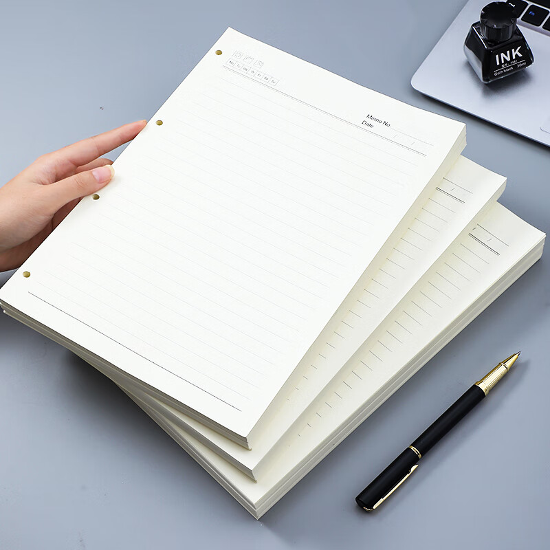 Jiaranheng Loose-Leaf Refill Paper for A4 Loose-Leaf Notebooks And Journals, 4-Hole Refill Pages, Thick Lined Paper for Replacement Inner Pages