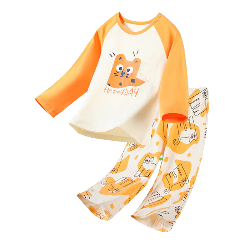 MQDMINI Boys' Pajamas, Autumn Children's Home Wear Set, 5A Antibacterial Baby Air Conditioning Clothes, Happy Little Horse