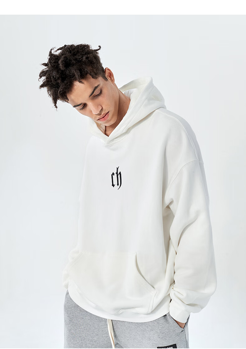 CHINISM CH Sweatshirt for Men, Spring And Autumn Classic Simple Couple's Top, Heavyweight American-Style Hoodie, Sports Casual Pullover Hooded Sweatshirt 19