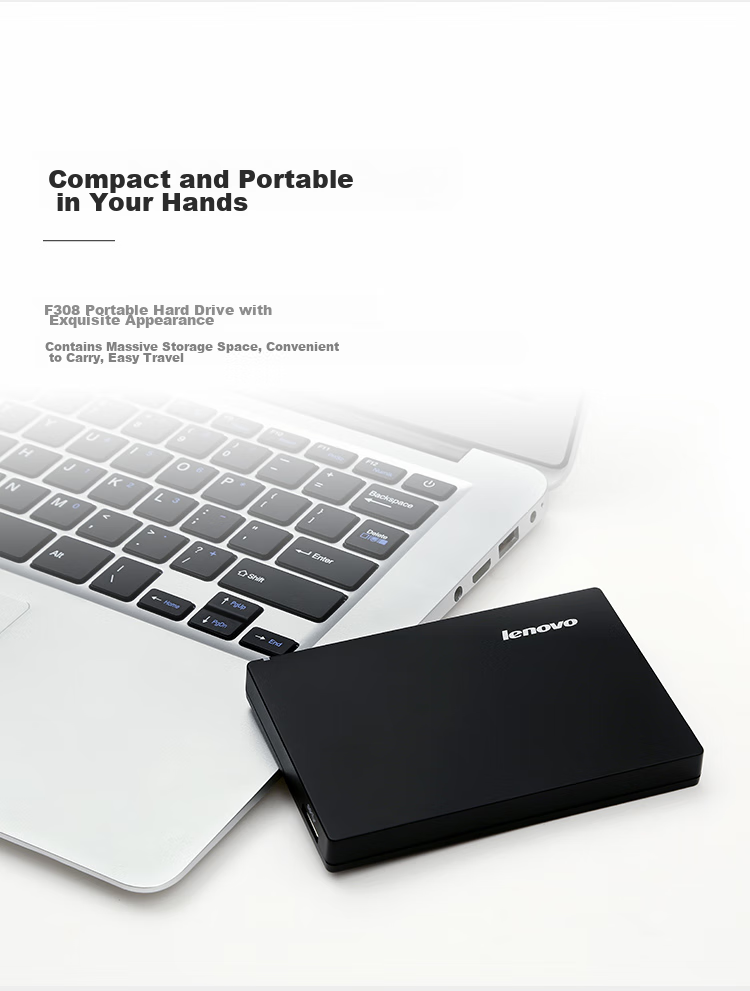 Lenovo 4TB Portable Hard Drive F308 Classic USB3.0 2.5-Inch Business Black High-Speed Transfer Stable Portable Durable Laptop External Storage 5