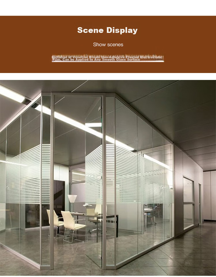 Modouyu Frosted Privacy Window Film, Anti-Peeping Film for Windows, 0.9*2 Meters, Striped Office-Specific Door And Window Partition Film 7