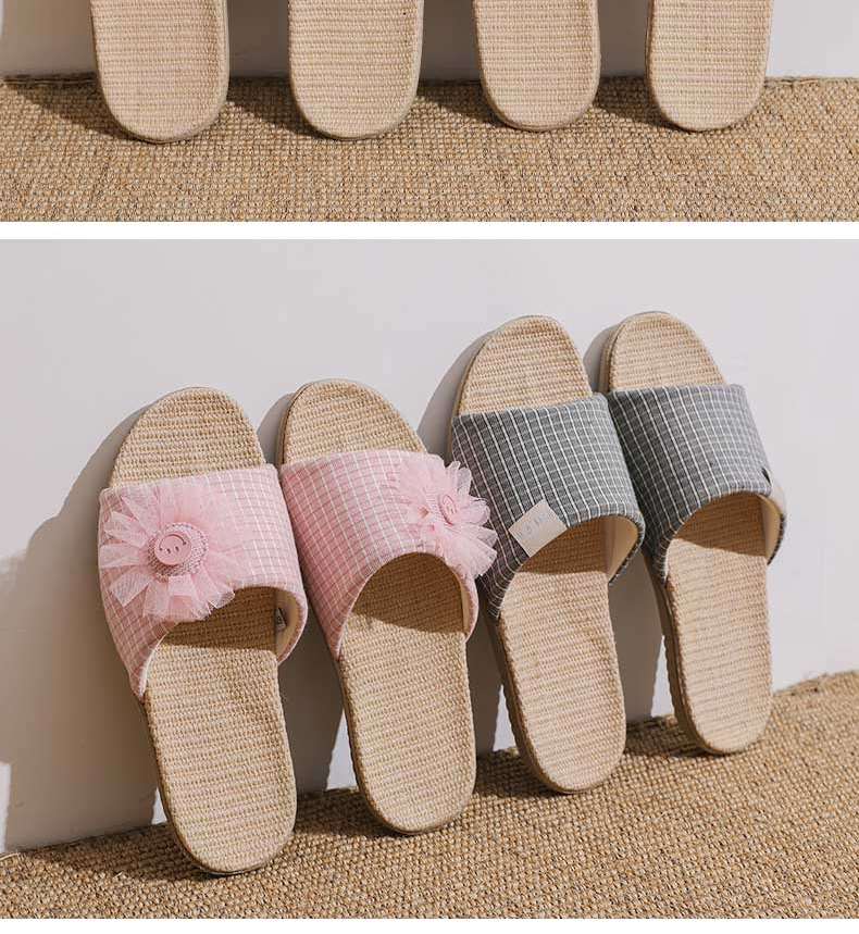 Huili Linen Slippers, All-Season Couple's Indoor/outdoor Floor Slippers, Sweat-Absorbing Cotton And Linen Sandals, HL0153 Blue Size 44-45 16