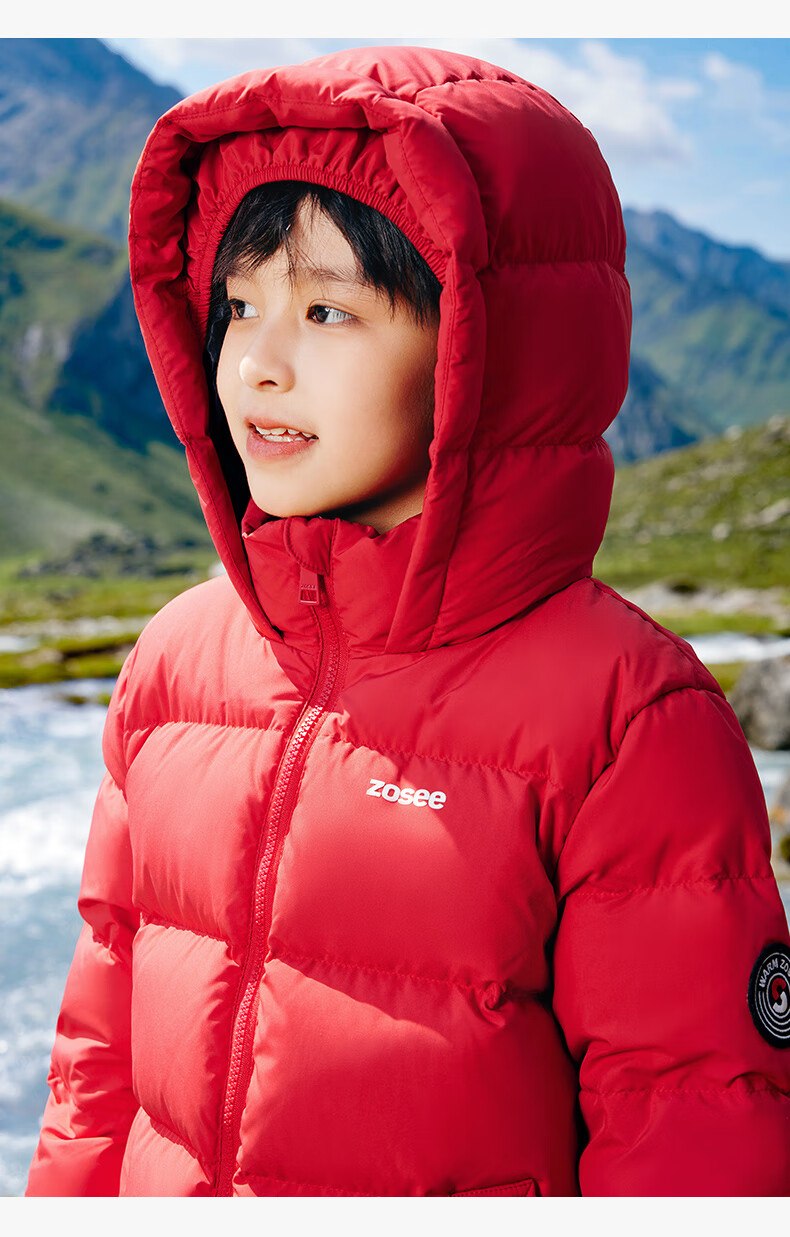 Zuoxi Children's down Jacket, 2025 New Style, Boys' Winter Warm And Cold-Resistant White Duck down Hooded Puffer Coat, Black, Size 150 23