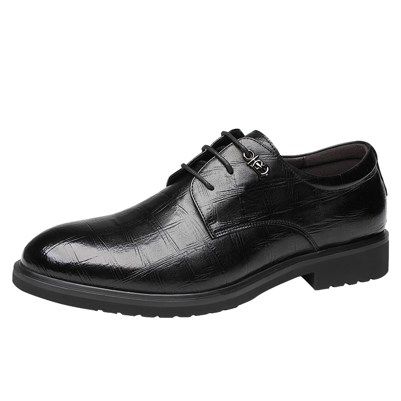 CARTELO Men's Leather Shoes, Breathable Cowhide Formal Shoes, Versatile Low-Top Lace-Up Height-Increasing Leather Shoes for Men Z9274 Black 41