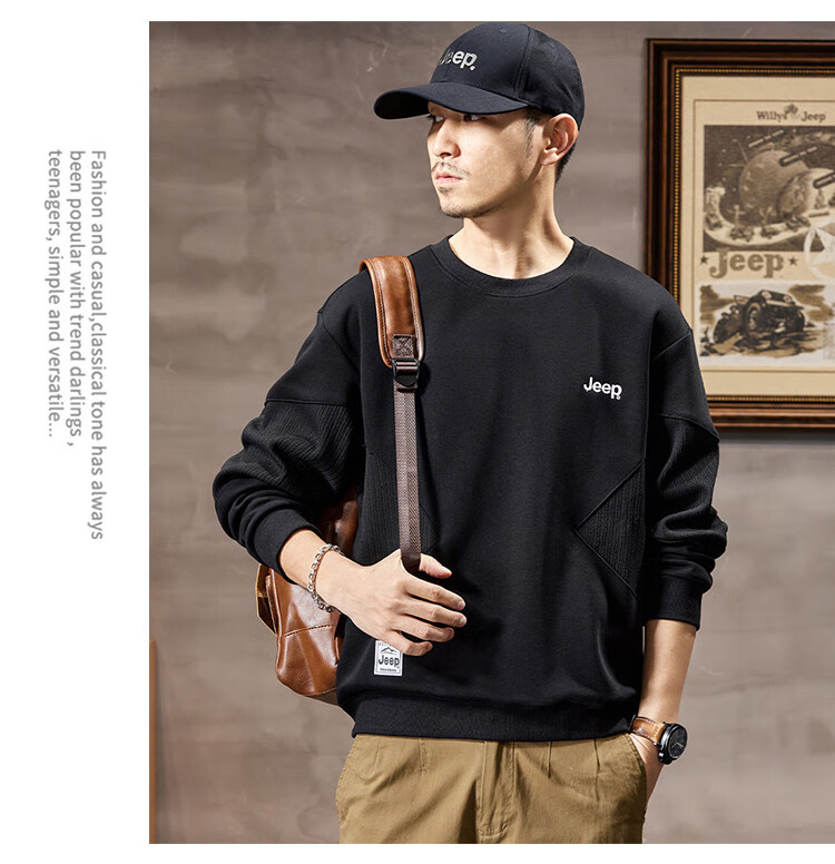 JEEP Heavyweight High-End Sweatshirt for Men, Spring And Autumn 2026, Loose-Fitting Trendy Sweatshirt, Casual Men's Sportswear, Long-Sleeve Top 10