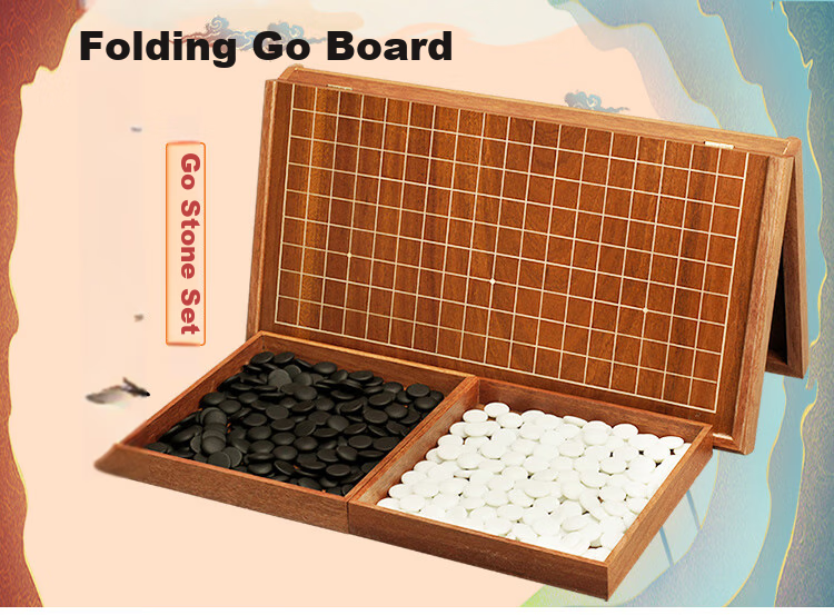 Yusheng Go And Gomoku Set, Folding Wooden Board for Children And Adults, Double-Sided Convex Go Stones for Camping 1