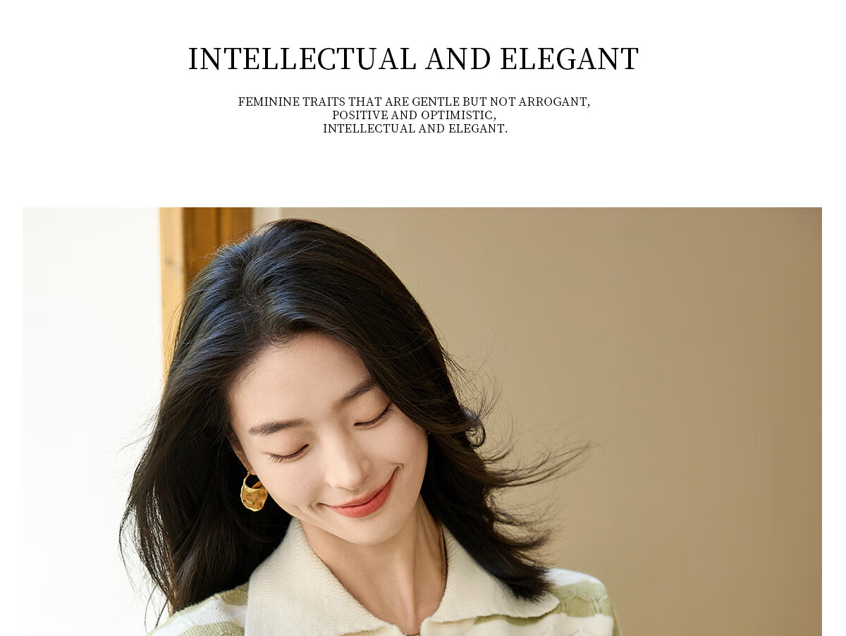 Chushen Spring Autumn Women's Knitwear Striped Textured Pattern Polo Collar Sweater Basic Top S143Z3010 13
