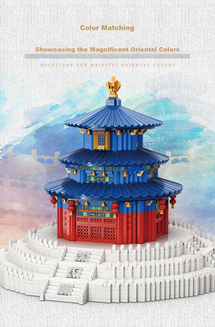 Moyuwenhua Micro-Particle Building Blocks, Chinese National Trend Temple of Heaven Praying Hall Ancient-Style Architecture Model Ornament, Children's Toy Gift 4