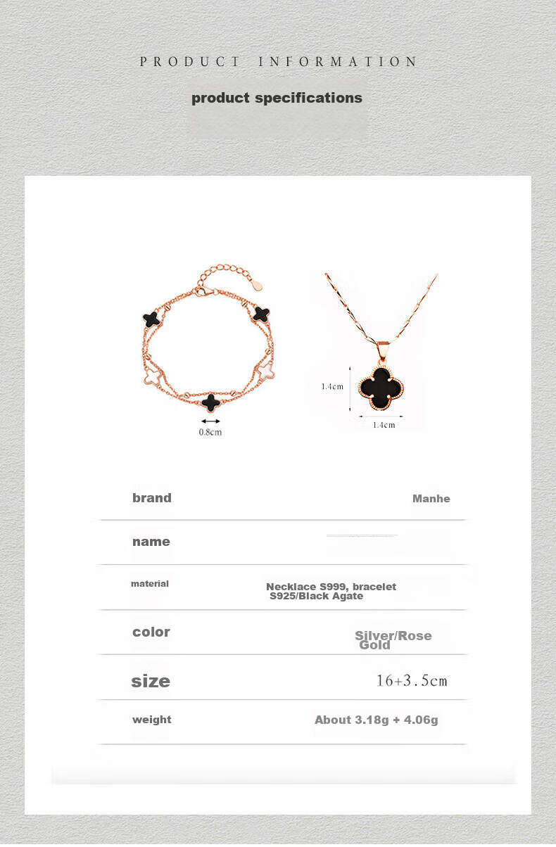 MANHE S999 Sterling Silver Four-Leaf Clover Necklace for Women, 2026 New Light Luxury High-End Birthday Gift for Girlfriend 11