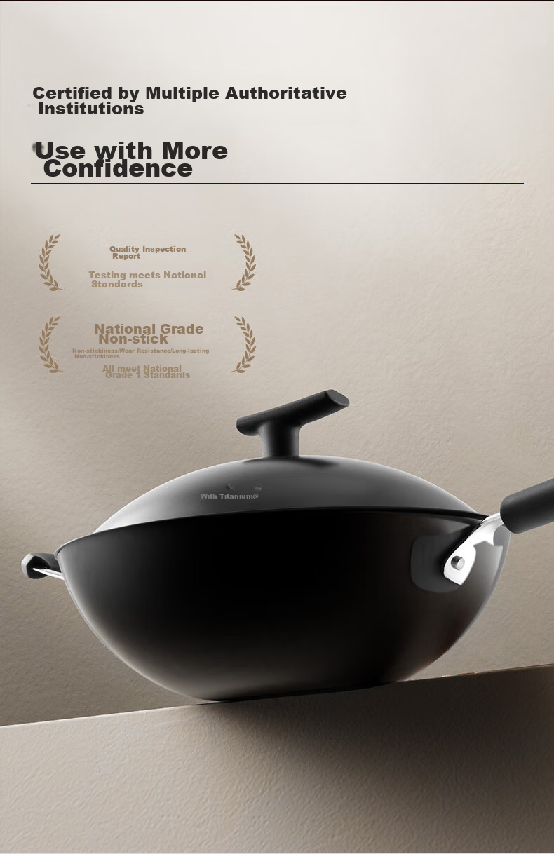 SUPOR Titanium Iron Non-Stick Wok, 34cm Iron Pan without Coating, Suitable for Gas Stove And Induction Cooker, Stir-Fry Pan HC34YT1 12