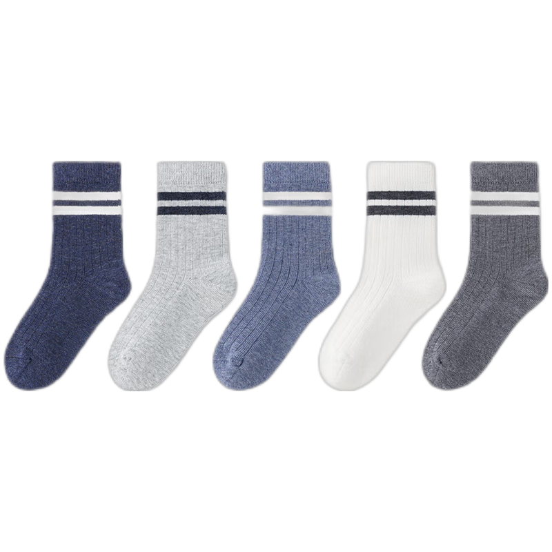 Banbi Children's Socks, Autumn And Winter, for Students And Boys, Spring And Autumn, Seamless Mid-Calf Cotton Socks, BB22512, Size 16-18
