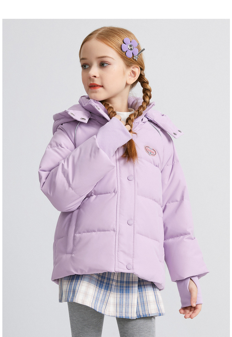 笛莎女童羽绒服2021冬款宝宝儿童小女孩连帽羽绒服7w2144705树莓粉gz