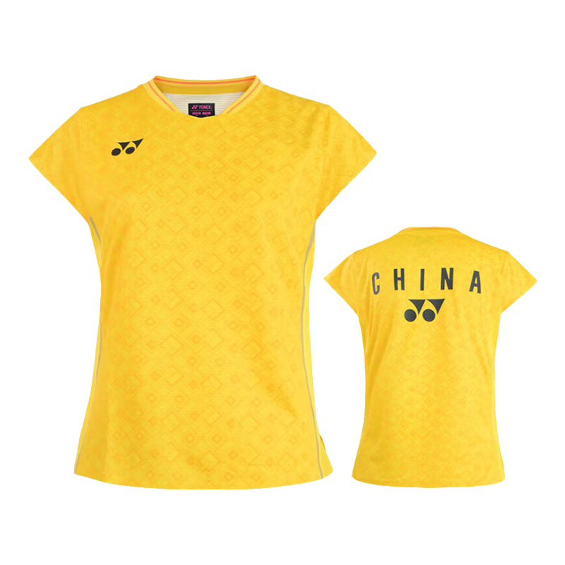YONEX Badminton Jersey, National Team Paris Battle Uniform, Sports Short-Sleeve for Women, 20881CR, Cassia Flower Yellow, XO