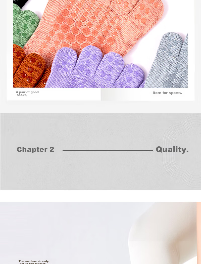 XUEXIMAN Yoga Socks for Women, Professional Non-Slip Mid-Calf Five-Toe Socks, Pilates Socks, Sports Anti-Slip Fitness Socks for Autumn And Winter 4
