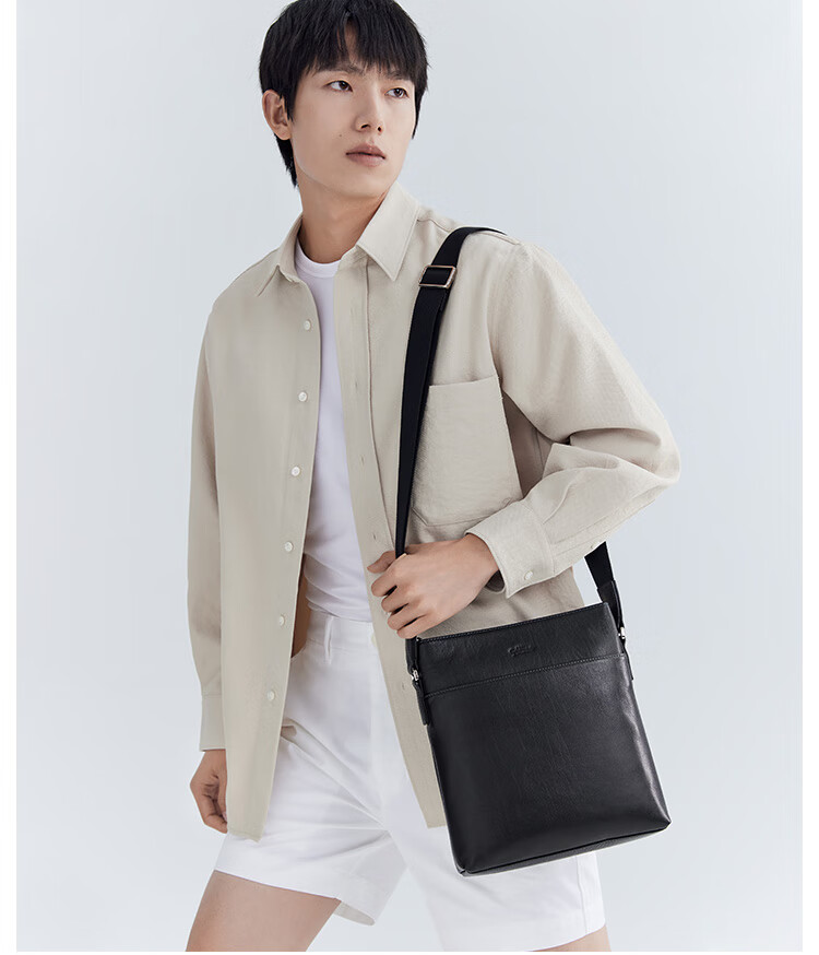 Goldlion Single-Shoulder Bag, Top-Grain Leather Crossbody Bag, Business Men's Bag, Vertical Style, Japanese Character Design, Birthday Gift 4