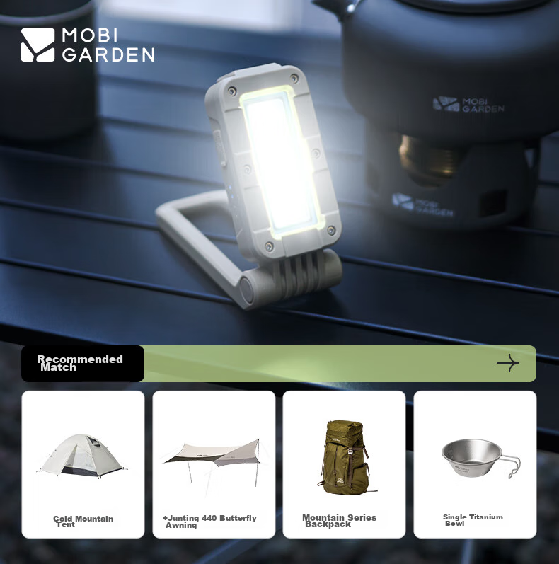 MOBIGARDEN Magnetic Outdoor Camping Waterproof Multi-Mode Work Light Tool Lamp NX23673008 Teak Color 2