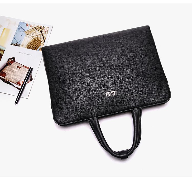 ELLE HOMME Men's Business Briefcase, Fashionable Genuine Leather Handbag, Lightweight Cowhide Men's Bag, 03310 Black, Birthday Gift 5