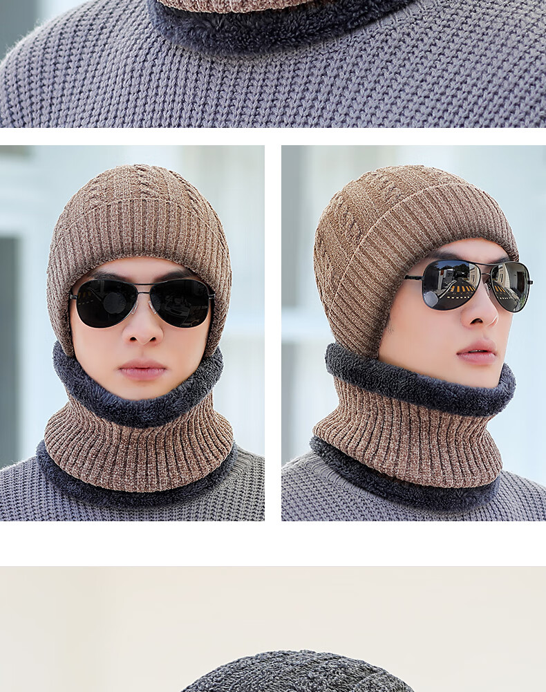 RED DRAGONFLY Men's Winter Hat, Warm Fleece-Lined Thick Knitted Cotton Cap, Windproof Cold-Resistant Balaclava for Cycling And Men's Pullover Woolen Hat 21