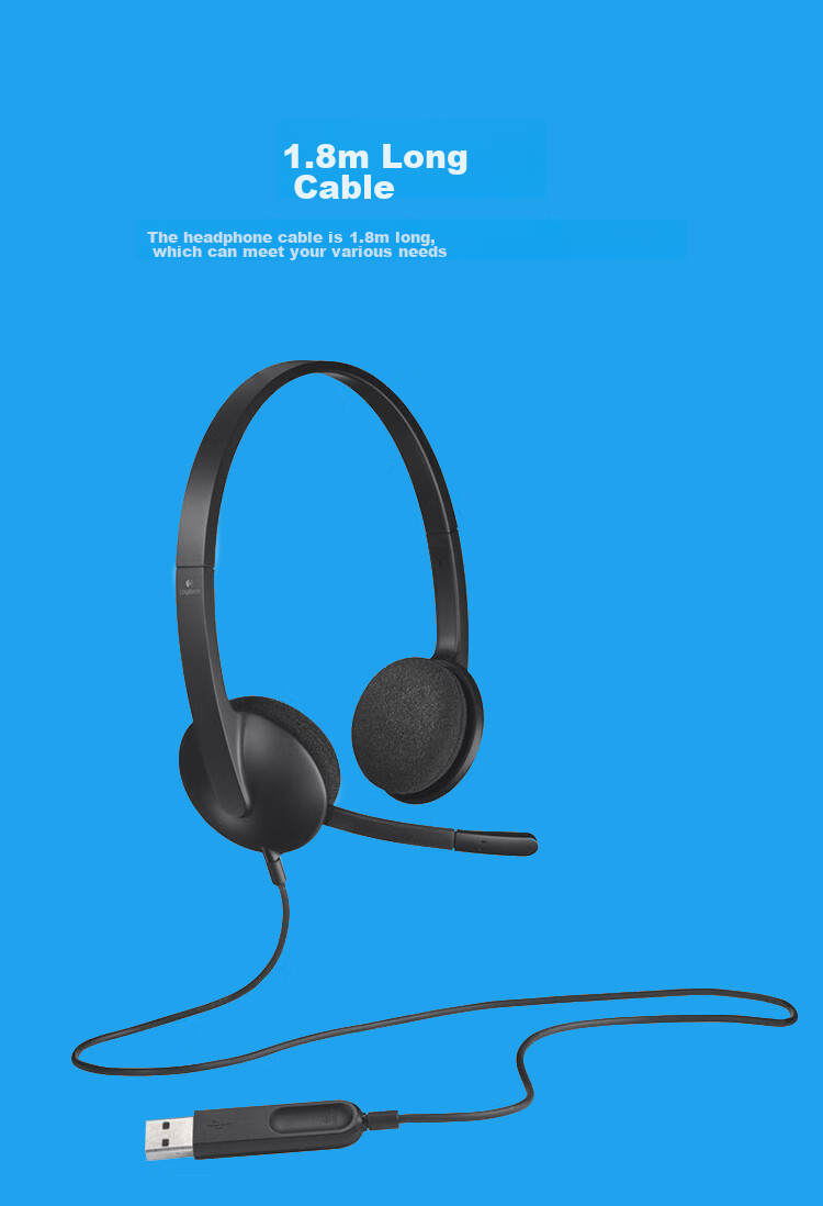 Logitech H340 [Enterprise-Grade] Over-Ear Stereo USB Headset for Computer, Laptop, Office And Study with Microphone, Black [Order Bonus] 6