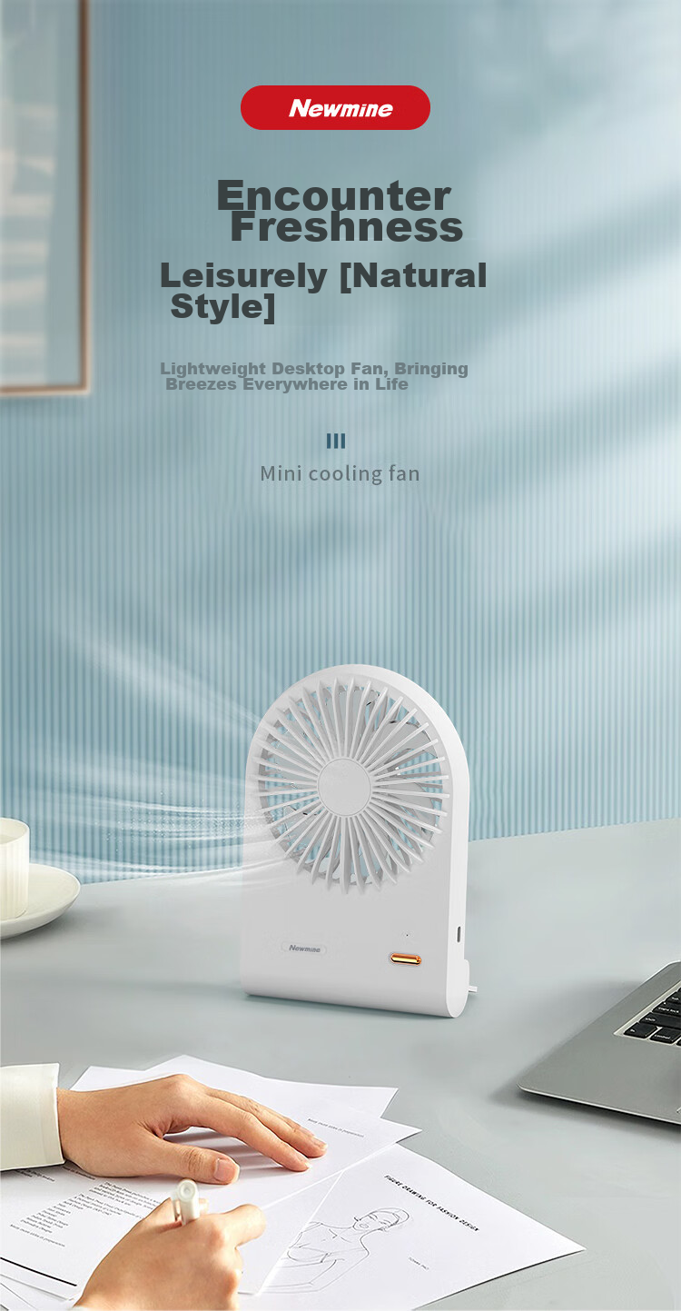 Newmine Mini Desktop Fan, Portable Wall-Mounted Fan, Compact Electric Fan for Office, Student Dorm, Bedside, Powerful Handheld Small Fan, White 1