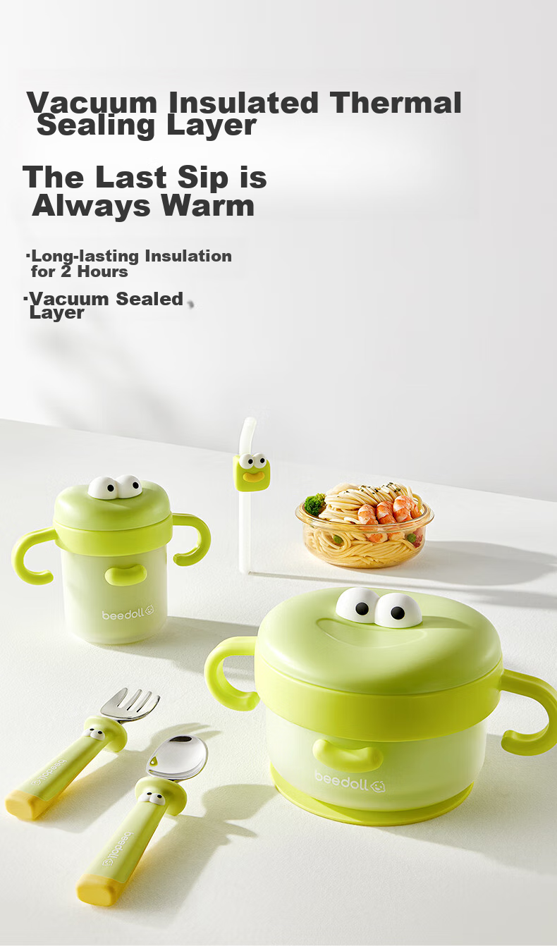 Beedoll Insulated Bowl Set, Children's Tableware, Baby Food Bowls, Specialized Water-Filling Bowls, Gift Box - Dudu Gree 2