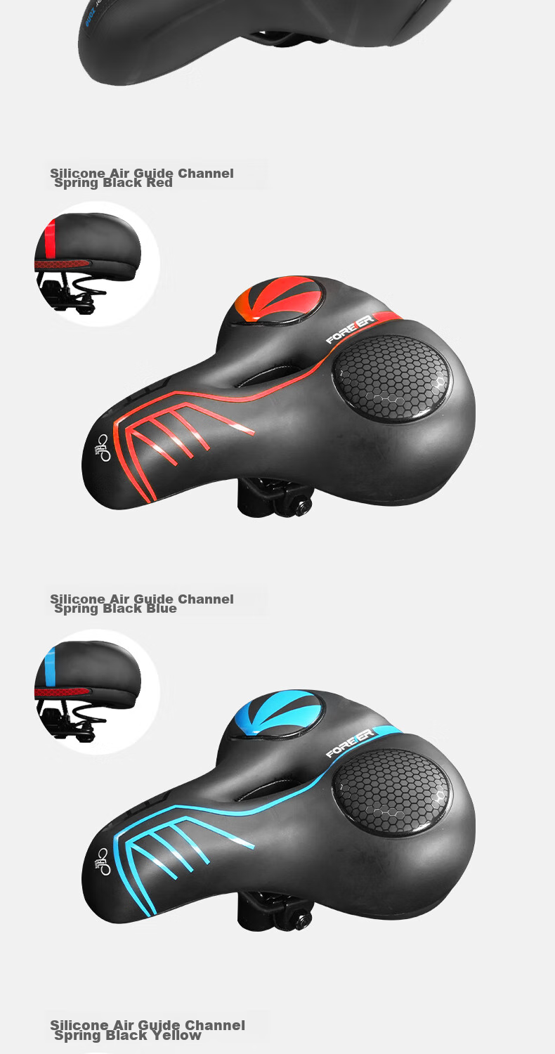FOREVER Bicycle Mountain Bike Soft Seat Cushion Universal Comfortable Silicone Saddle, Black And Blue Silicone Seat Pad 10